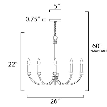 Maxim Lighting Charlton 5-Light Chandelier Black/Antique Brass