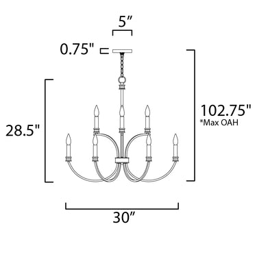 Maxim Lighting Charlton 9-Light Chandelier Weathered White/Gold Leaf