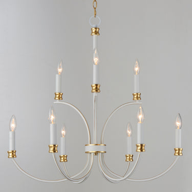 Maxim Lighting Charlton 9-Light Chandelier Weathered White/Gold Leaf