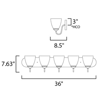Maxim Lighting Axis 5-Light Strip Bath Vanity Polished Chrome