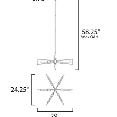 Maxim Lighting Wings 6-Light Chandelier Black/Satin Brass