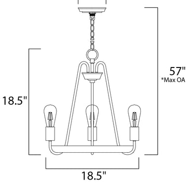Maxim Lighting Haven 3-Light Chandelier Black/Satin Nickel