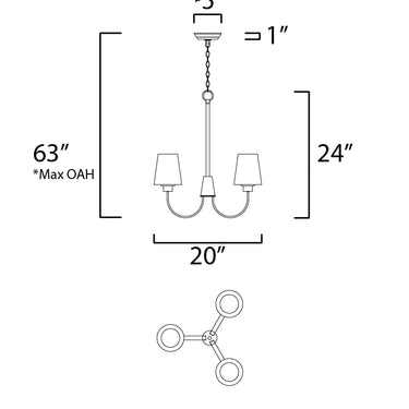 Maxim Lighting Shelter 3-Light Chandelier Black