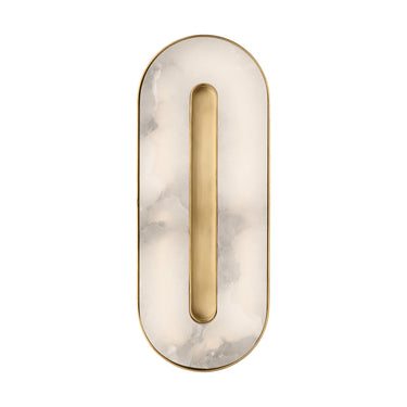 Visual Comfort Wyllis 12in hand rubbed antique brass alabaster LED wall sconce.
