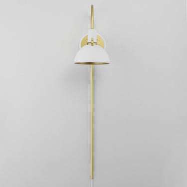 Maxim Lighting Dawn Pin Up Wall Sconce White/Satin Brass