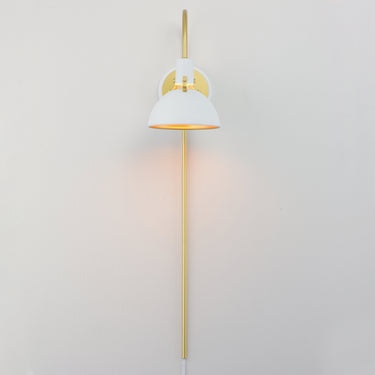 Maxim Lighting Dawn Pin Up Wall Sconce White/Satin Brass