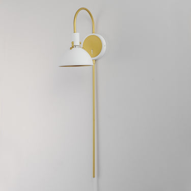 Maxim Lighting Dawn Pin Up Wall Sconce White/Satin Brass