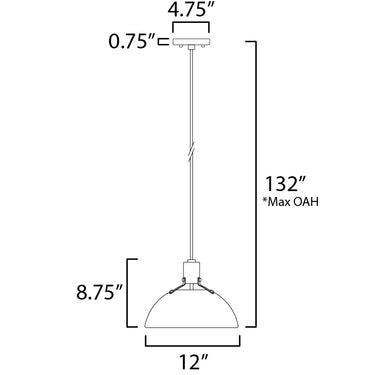 Maxim Lighting Dawn 12.5" Pendant Antique Brass/Black