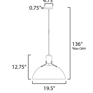 Maxim Lighting Dawn 20" Pendant Antique Brass/Black