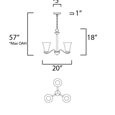 Maxim Lighting Vital 3-Light Chandelier Satin Nickel