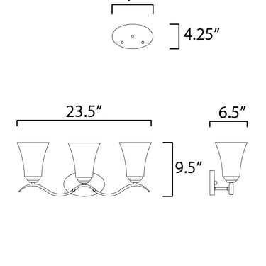 Maxim Lighting Vital 3-Light Bath Vanity Polished Chrome