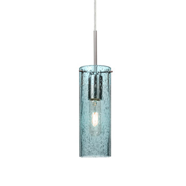 Juni 10 stem pendant: Blue Bubble glass shade | Besa Lighting