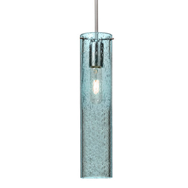 Juni 16 stem pendant: Blue Bubble glass shade | Besa Lighting