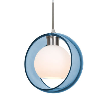 Mana stem pendant: Blue/Opal glass shade | Besa Lighting