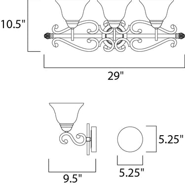Maxim Lighting Manor 3-Light Bath Vanity Oil Rubbed Bronze