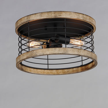 Maxim Lighting Homestead 15" Semi Flush Mount Driftwood/Black