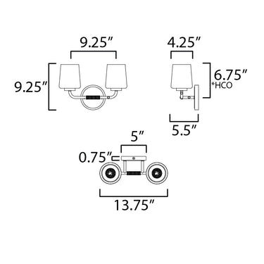 Maxim Lighting Durham 2-Light Bath Vanity Satin Nickel