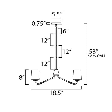 Maxim Lighting Durham 3-Light Chandelier Satin Nickel