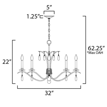 Maxim Lighting Eden 5-Light Chandelier Charcoal Gold Leaf