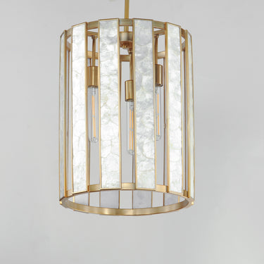 Maxim Lighting Miramar 3-Light Foyer Pendant Capiz/Natural Aged Brass