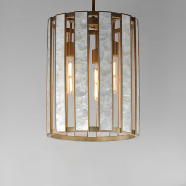 Maxim Lighting Miramar 3-Light Foyer Pendant Capiz/Natural Aged Brass