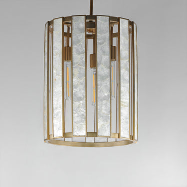 Maxim Lighting Miramar 3-Light Foyer Pendant Capiz/Natural Aged Brass