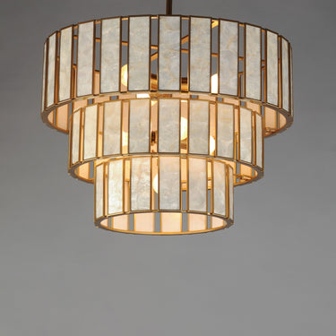 Maxim Lighting Miramar 7-Light Chandelier Capiz/Natural Aged Brass