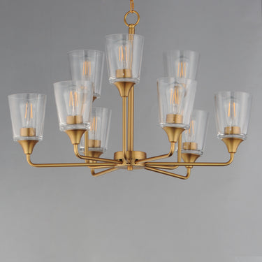 Maxim Lighting Hudson 9-Light Two-Tier Chandelier Natural Aged Brass