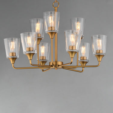 Maxim Lighting Hudson 9-Light Two-Tier Chandelier Natural Aged Brass