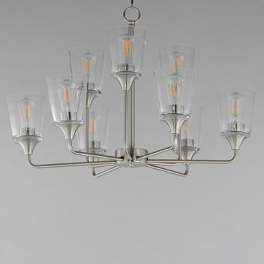 Maxim Lighting Hudson 9-Light Two-Tier Chandelier Satin Nickel