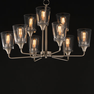 Maxim Lighting Hudson 9-Light Two-Tier Chandelier Satin Nickel