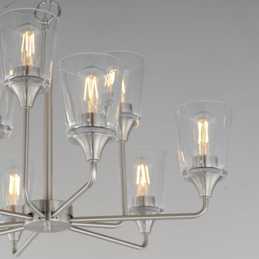 Maxim Lighting Hudson 9-Light Two-Tier Chandelier Satin Nickel