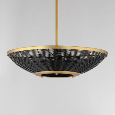 Maxim Lighting Rattan 20" 3-Light Pendant Natural Aged Brass