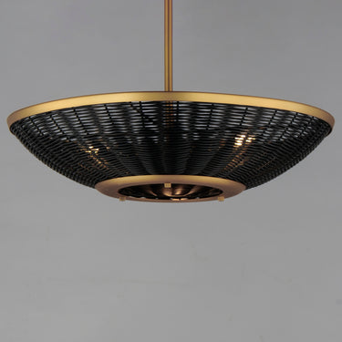 Maxim Lighting Rattan 20" 3-Light Pendant Natural Aged Brass