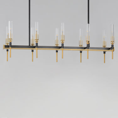 Maxim Lighting Flambeau 10-Light Linear LED Chandelier Black/Antique Brass
