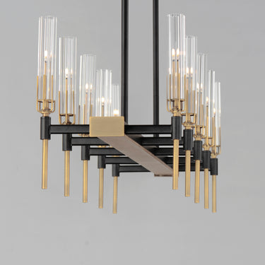 Maxim Lighting Flambeau 10-Light Linear LED Chandelier Black/Antique Brass