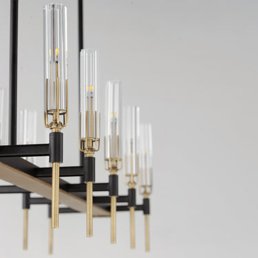 Maxim Lighting Flambeau 10-Light Linear LED Chandelier Black/Antique Brass