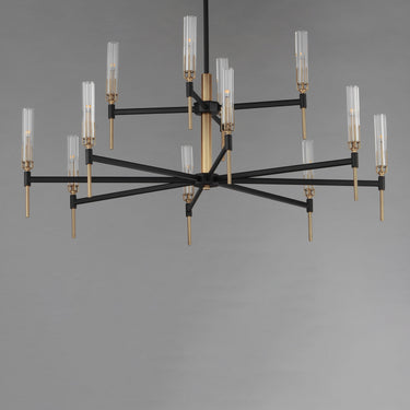 Maxim Lighting Flambeau 12-Light 2-Tier LED Chandelier Black/Antique Brass