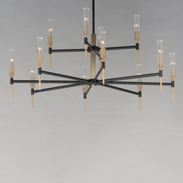 Maxim Lighting Flambeau 12-Light 2-Tier LED Chandelier Black/Antique Brass