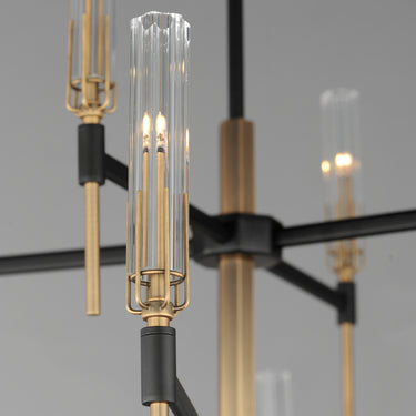 Maxim Lighting Flambeau 12-Light 2-Tier LED Chandelier Black/Antique Brass