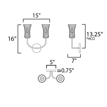 Maxim Lighting Camelot 2-Light Sconce Natural Aged Brass