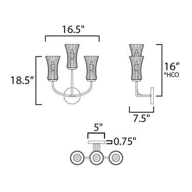 Maxim Lighting Camelot 3-Light Sconce Natural Aged Brass