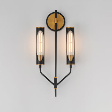 Maxim Lighting Regent 2-Light Wall Sconce Black/Antique Brass