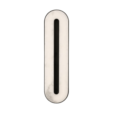 Kelly Wearstler Wyllis 18" bronze integrated LED wall sconce with up/down alabaster light.