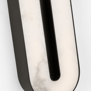 Stunning 18" bronze integrated LED wall sconce with carved alabaster by Visual Comfort. Residential & commercial.