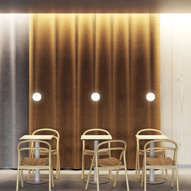 Designer LED pendant by Lodes featuring elegant rounded glass shape and ETL certification