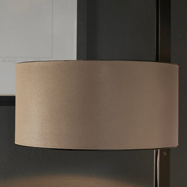 Contemporary Italian designer table lamp with cylindrical leather shade