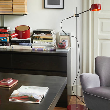 Contemporary G.O. floor lamp in anodic bronze for bedrooms and hotel interiors