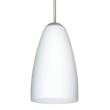 Riva 9 in Opal Matte white glass, satin nickel canopy | Besa Lighting