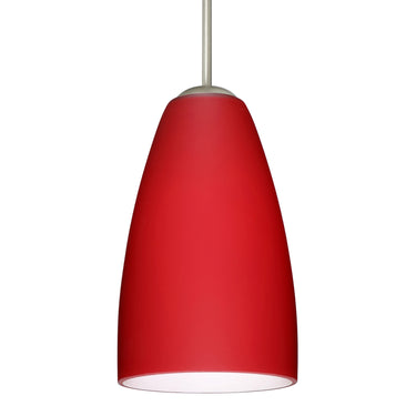 Riva 9 Ruby Matte glass pendant, satin nickel | Besa Lighting